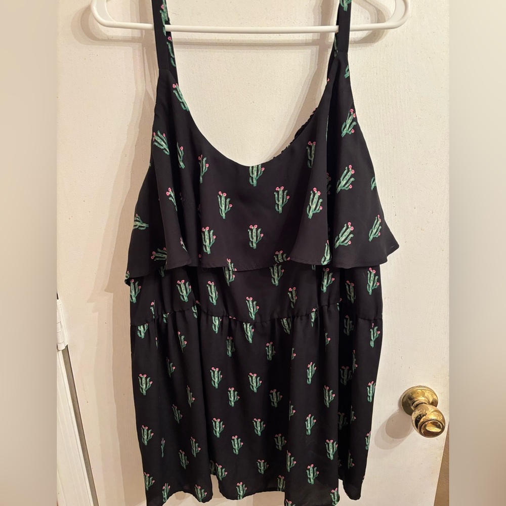 Torrid Black Cactus Print Ruffle Tank